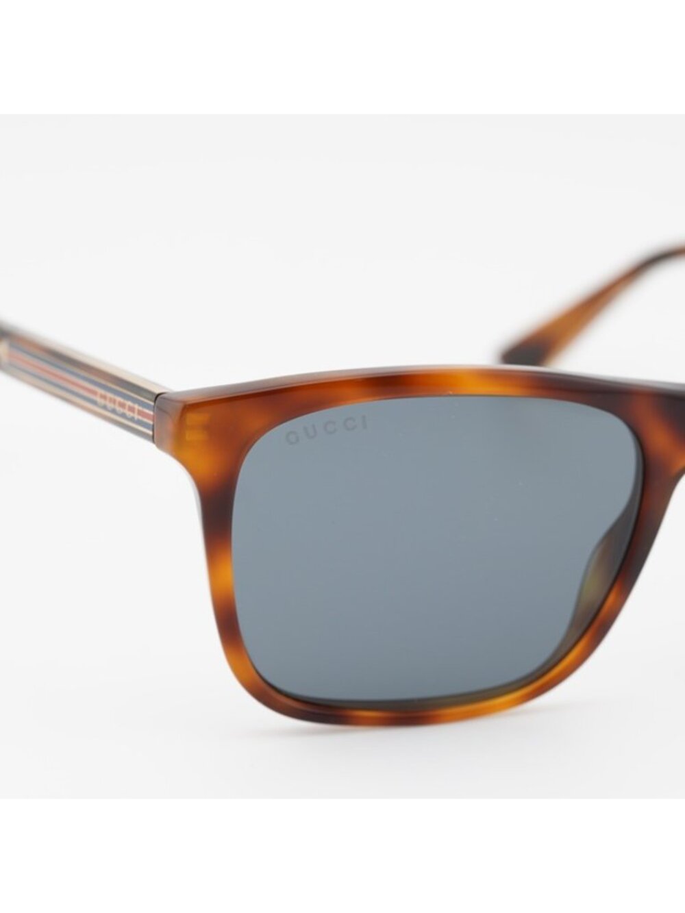Gucci GG0381S 009 Sunglasses Havana Rectangle Frame, Blue Lenses - Picture 3 of 11